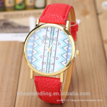 2015 fashion vogue watches dicepattern print trendy ladies leather strap geneva watch women